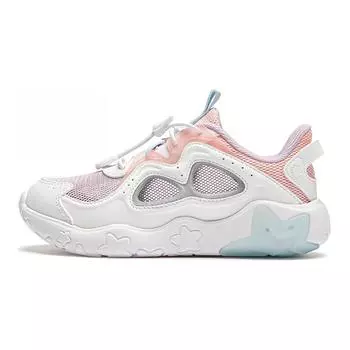 Li Ning Kids универсальные нескользящие амортизирующие износостойкие повседневные туфли с низким верхом детская повседневная обувь белый фиолетовый розовый YKAU018-4 25