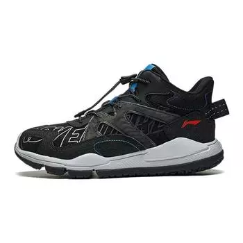 Li Ning Kids универсальные удобные амортизирующие прочные уличные туфли средней высоты детская обувь черного цвета YKET008-13 32