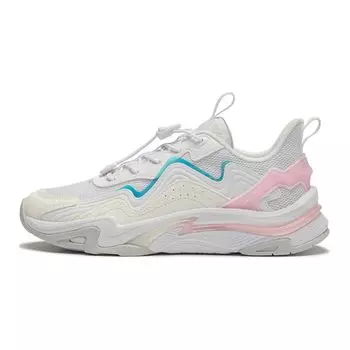 Li Ning Kids Yun Chuan V3 Удобная универсальная нескользящая амортизирующая повседневная обувь Детская повседневная обувь Белый Розовый YKCU022-2 35