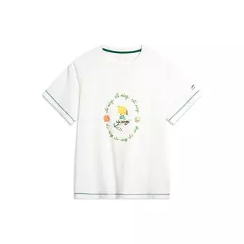 Li Ning Китайская культура Серия букв цветных блоков круглый вырез свитер спортивная футболка с коротким рукавом женская футболка Off-White AHSU332-1 S