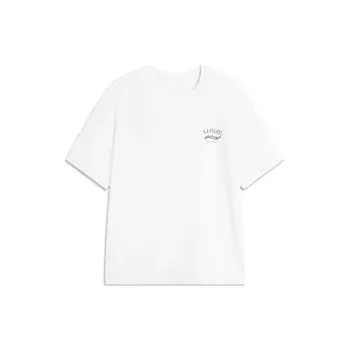 Li Ning Китайская культура Серия Письменный Принт Круглый Вырез Пуловер Удобная Футболка С Коротким Рукавом Мужская Футболка Off-White AHSU317-1 XXL