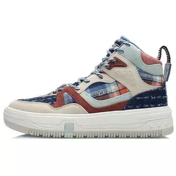 Li Ning Классические повседневные высокие скейт-кеды женские кроссовки овсяно-серые AGCR432-4 39