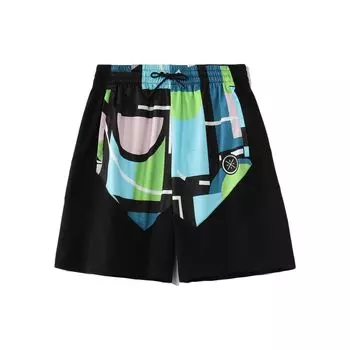Li Ning классический узор свободные повседневные спортивные шорты унисекс шорты черные AAPR215-4 XL