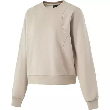 Li-Ning Knitted Solid Color Loose Fleece Round Neck Long Sleeve Sweatshirt Women tops Dusty-Gray AWDU556-5 S
