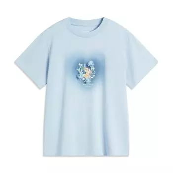 Li-Ning Коллаборация Disney, мультяшный свитер с круглым вырезом и короткими рукавами, футболка, женские топы, облачно-голубой цвет AHSU770-2 M