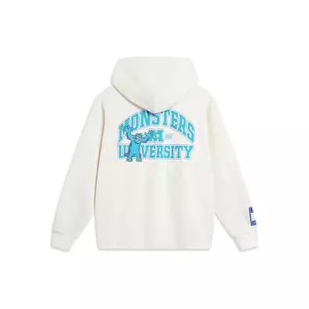 Li-Ning Коллаборация Disney Серия «Университет монстров» Письмо Мультяшный принт Флис Теплый свободный свитер с капюшоном Унисекс толстовки Off-White AWDT815-2 XXL