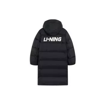 Li Ning Контрастный цветной фирменный логотип с длинным капюшоном пуховик унисекс верхняя одежда черный AYMS335-1 XXL