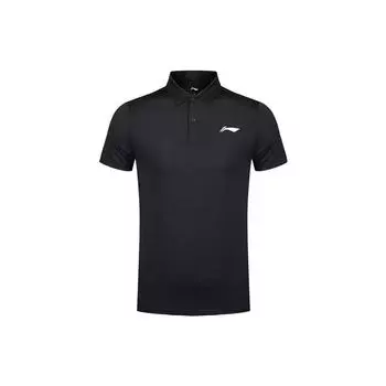 Li Ning Контрастный цветной фирменный логотип с принтом однотонная рубашка поло с коротким рукавом мужские рубашки поло черные APLN327-1 S