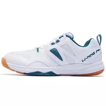 Li-Ning Кроссовки для бадминтона All-Around King Fabric Synthetic Leather с амортизацией, нескользящие, износостойкие, с низким верхом, мужские, белые, зеленые, AYTQ027-5 43