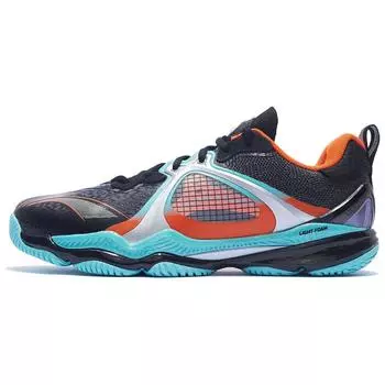 Li-Ning Кроссовки для бадминтона Chameleon VI с нескользящей износостойкой дышащей подошвой, унисекс, черные, синие, оранжевые, AYAS014-3 36