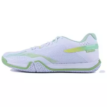 Li-Ning Кроссовки для бадминтона Ground Flying Lite с низким верхом и амортизацией, унисекс, белые, зеленые, AYTT031-5 44