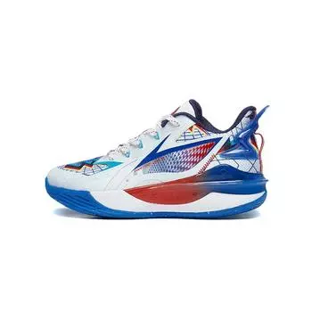 Li-Ning Кроссовки для баскетбола Cloud Anti-Slip Anti-Kick, амортизирующие, легкие, с отскоком, низкие, детские, синие, белые YKBT042-3 40