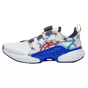 Li-Ning Кроссовки для бега Cloud 2.0 с противоскользящей подошвой, амортизирующие, прочные, легкие, с отскоком, с низким верхом, детские, цвет белый, синий YKFT058-7 35