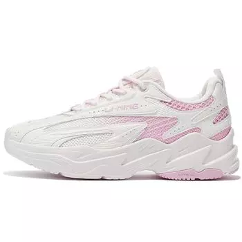 Li-Ning Кроссовки Meteor Trendy Retro Shock Absorbation Rebound Low Top для бега женские кроссовки белые розовые ARLS012-4 36