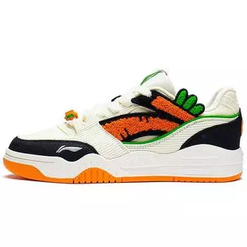 Li-Ning Кроссовки Moon White Carrot с нескользящей подошвой, износостойкие, с низким верхом, лимитированная серия, женские, кроссовки, черные, оранжевые, AGCS427-10 37