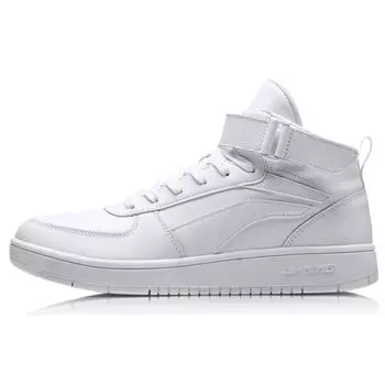 Li-Ning Кроссовки мужские Knight Series из кожи, нескользящие, амортизирующие, износостойкие, средней высоты, белые AGCM163-1 42