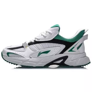 Li-Ning Кроссовки Spliced Shock Absorbing Non-Slip Low-Touch для бега Мужские кроссовки Белый Зеленый ARLQ009-2 39