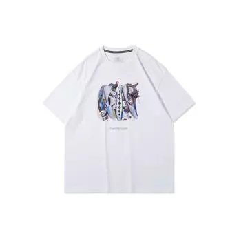 Li-Ning Кроссовки Wade Series Sleepless Theme с принтом, свободная спортивная футболка с короткими рукавами, мужские топы, белые AHSRA85-1 XL