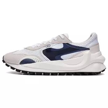 Li Ning Круглые и квадратные синтетические кожаные нескользящие износостойкие низкие спортивные повседневные туфли мужские кроссовки белые серые синие AGCT015-1 43