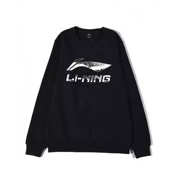 Li Ning Круглый вырез принтованный свитер с длинным рукавом толстовка мужская толстовка черный YWDT373-1 M