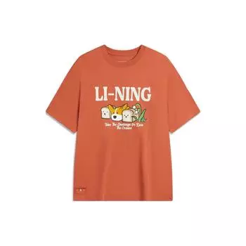 Li-Ning Крутая футболка с чаем Быстросохнущая Прохладная Повседневная Спортивная с коротким рукавом Круглый вырез Принт с буквами Футболка со спущенным плечом Женские топы AHSU686-5 XL