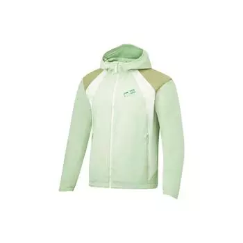 Li-Ning Куртка мужская с капюшоном и вставками из бамбука, цвет зеленый AFDT891-5 XXL