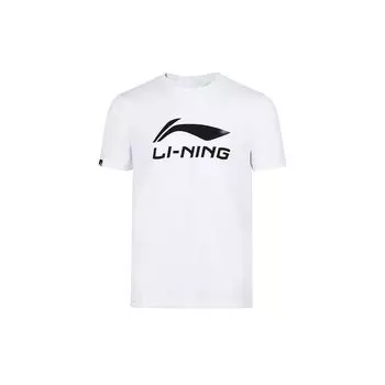 Li-Ning Футболка с коротким рукавом и большим логотипом, быстросохнущая, мужская, белая AHSR789-1 L