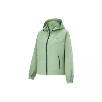Li-Ning Leaf Edge Water-Repellent UV-Resistant Solid Color Outdoor Casual Sports Zip-Up Hooded Long Sleeve Windbreaker Women outerwear AFDU680-1 XL