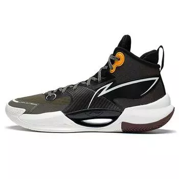 Li-Ning Легкая серия нескользящих износостойких баскетбольных кроссовок средней высоты, мужские кроссовки, черные, зеленые, ABAS027-12 44