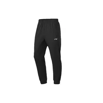 Li-Ning Легкие быстросохнущие зауженные длинные трикотажные брюки для бега мужские стандартные черные AYKR419-1 XL