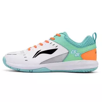 Li-Ning Легкие кроссовки Feather Series из ткани, кожи, прочные, дышащие, легкие, низкие, для бадминтона, унисекс, кроссовки белого и зеленого цвета AYTS034-1 42