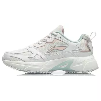 Li-Ning Легкие нескользящие прочные низкие кроссовки для бега женские кроссовки белые розовые ARLQ004-5 35