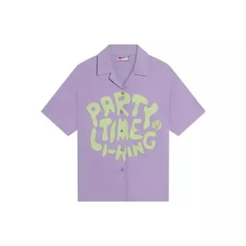 Li-Ning Летняя вечеринка Граффити Тай-дай Буквы Принт Повседневная рубашка с коротким рукавом Женские рубашки Фиолетовый ASHS888-1 S