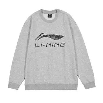 Li-Ning Letter Logo Повседневный свободный принтованный круглый вырез пуловер толстовка мужская толстовка светло-цветочно-серый AWDTC71-2 L