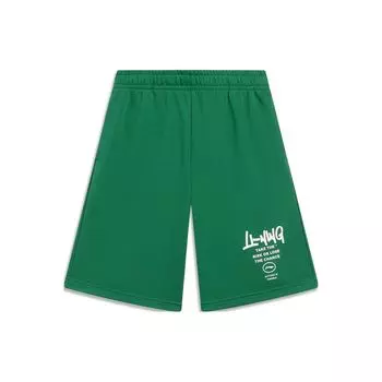 Li-Ning Прямые повседневные шорты с принтом букв и логотипа, мужские плавки, зеленые AKST593-3 S