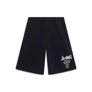 Li-Ning Прямые шорты с буквенным логотипом и принтом мужские, черные AKST593-4 S