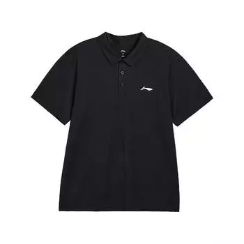 Li-Ning Letter Logo Printed Loose Comfortable Casual Early Spring Short Sleeve Polo Shirt Unisex polo shirts Black APLV605-2 M