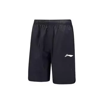 Li Ning Letter Logo Средняя талия Прямые повседневные шорты унисекс шорты черные AAPU125-1 L