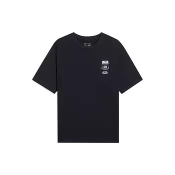 Li-Ning Футболка с коротким рукавом и буквенным принтом, мужские топы, черный AHSS899-3 L