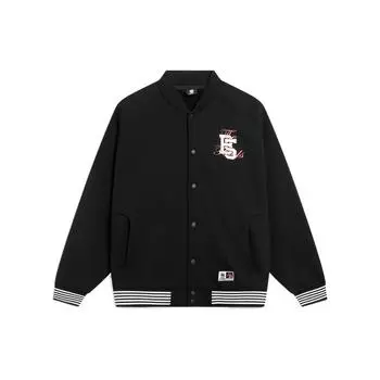 Li Ning Letter Print однотонная свободная бейсбольная куртка унисекс куртки черные AJDT045-3 3XL