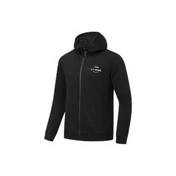 Li Ning Letter Print Open Front Ice Feel Hoodie Men Hoodies Black AWDT523-1 XXL