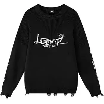 Li Ning Letter Print Повседневный свитер-свитер унисекс черный LMBT001-1