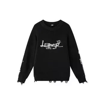 Li Ning Letter Print Повседневный свитер-свитер унисекс черный LMBT001-1 M