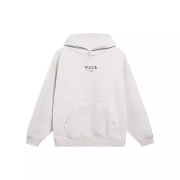 Li-Ning Пуловер с капюшоном и буквенным принтом, топы унисекс, светло-серый, AWDT141-10 S