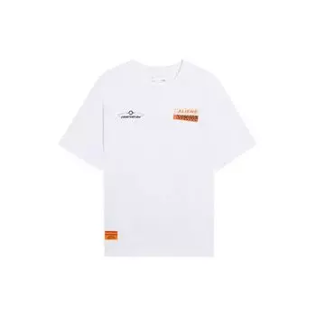 Li-Ning Футболка унисекс с круглым вырезом и принтом букв, повседневная, с коротким рукавом, белая AHSSC41-1 XXXL