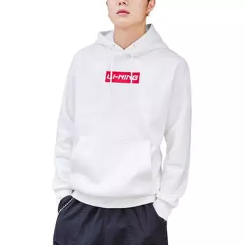 Li Ning Letter с капюшоном, удобная, дышащая, флисовая, универсальная, свободная, унисекс, толстовка, стандартная, белая YWDT519-1 L