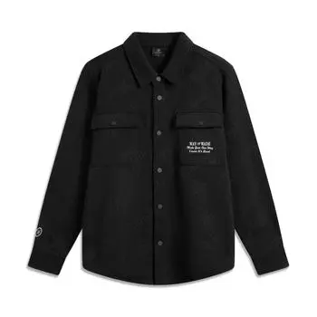 Li-Ning Letter Single-Breasted Lapel Loose Long Sleeve Jacket Men Jacket Black AFDV547-1 M