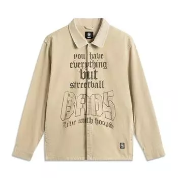 Li-Ning Letter Single-Breasted Lapel Versatile Loose Jacket Men Jacket Coastal-Gray AFDV167-4 M