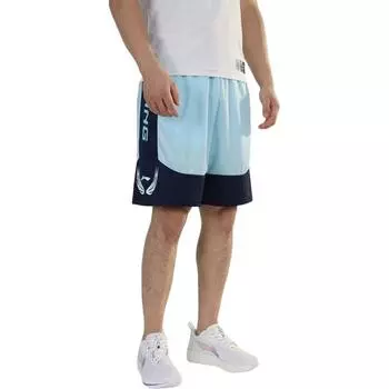 Li-Ning Letter Spliced Mid-Rise Comfortable Breathable Versatile Five-Point Basketball Shorts Men shorts Blue YAPT015-3 M