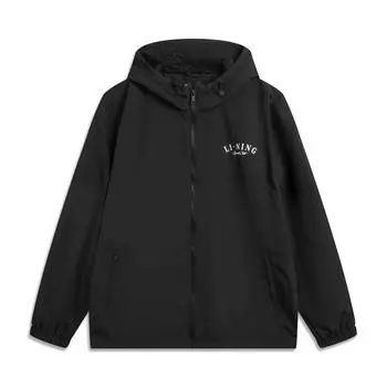 Li-Ning Letter Zipper Hooded Comfortable Breathable Versatile Loose Windbreaker Men Outerwear Black AFDUA79-2 3XL